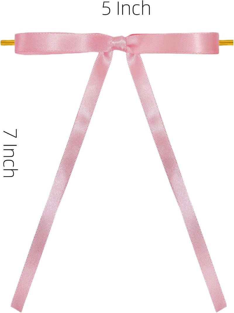 Meseey 30 Pcs Satin Bows with Twist Tie 5 x 7 Inch Pretied Premade Ribbon Bows for Tree Wreath Garland Home Decor Indoor Outdoor Decorations (Dusty Rose) - Image 2